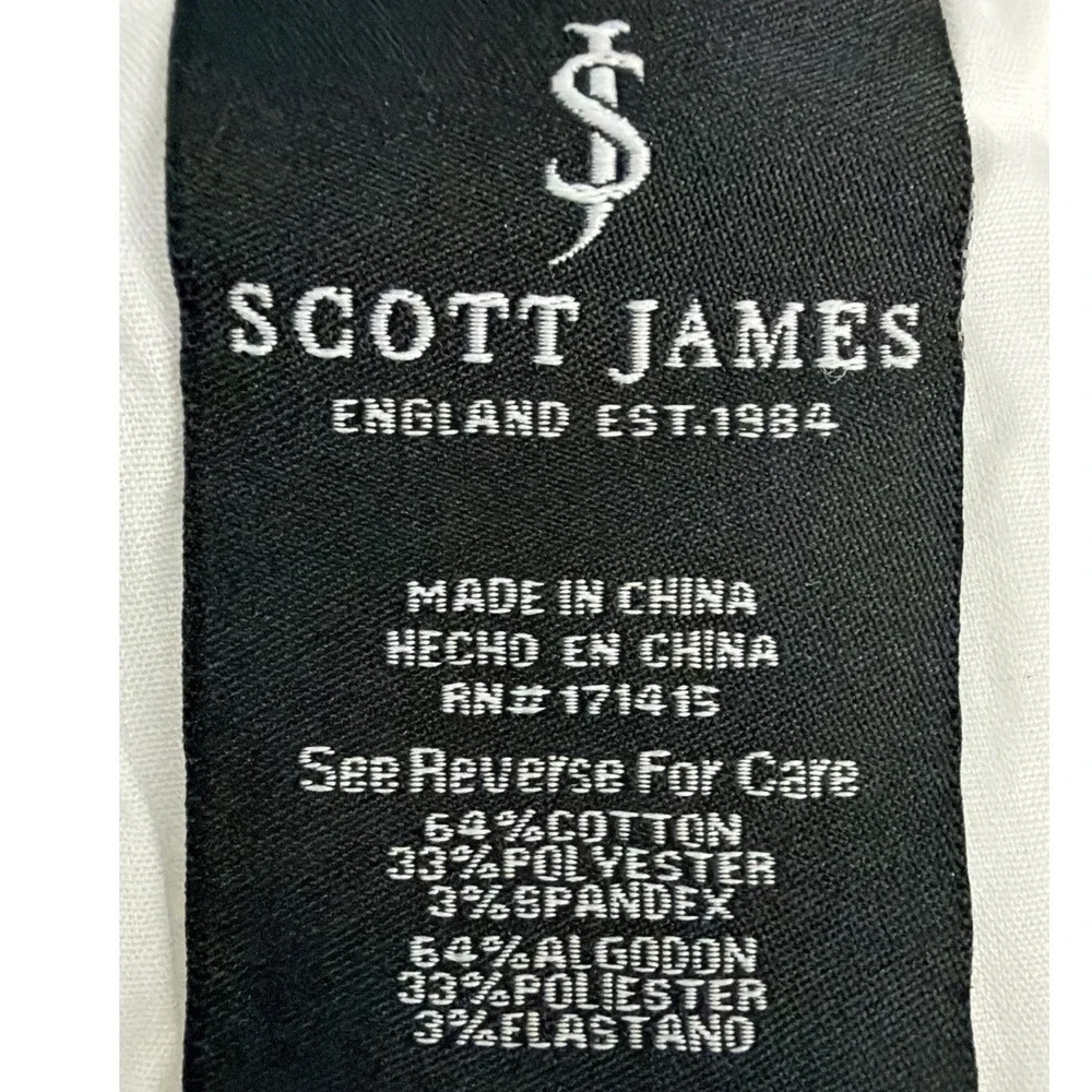 Scott James Men's White jeans  Slim Fit Natural Stretch Classic Pants Size 34X30